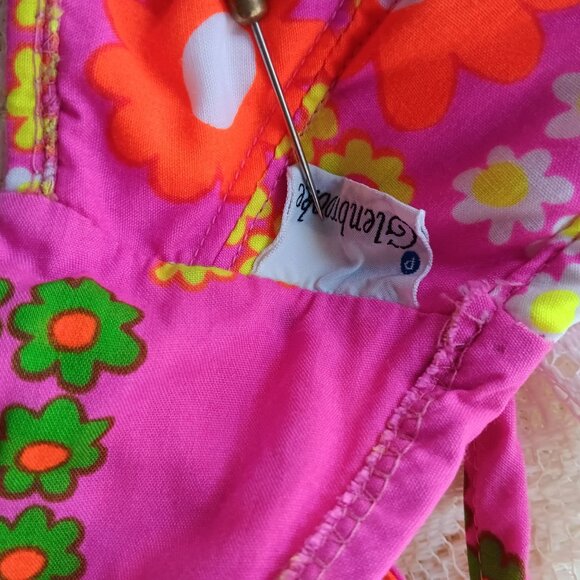 sz 12 Vintage Women's Bra 1960s Pink Floral Bikini Top Glenbrooke Penneys Beach - Picture 5 of 6